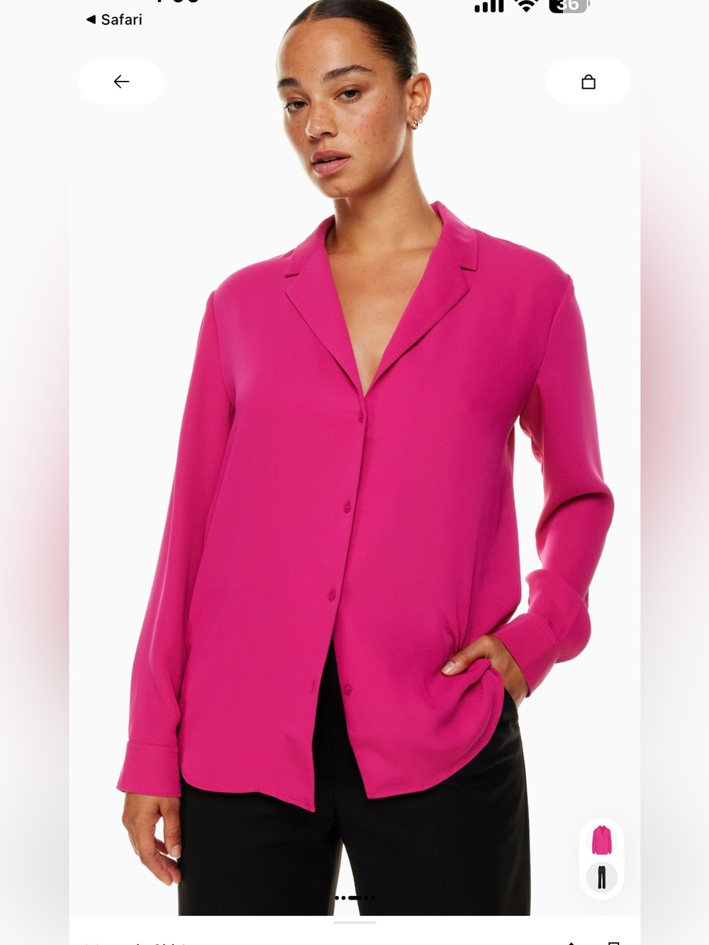 Aritzia Babaton Womens Button-Front Blouse in Bright Pink
